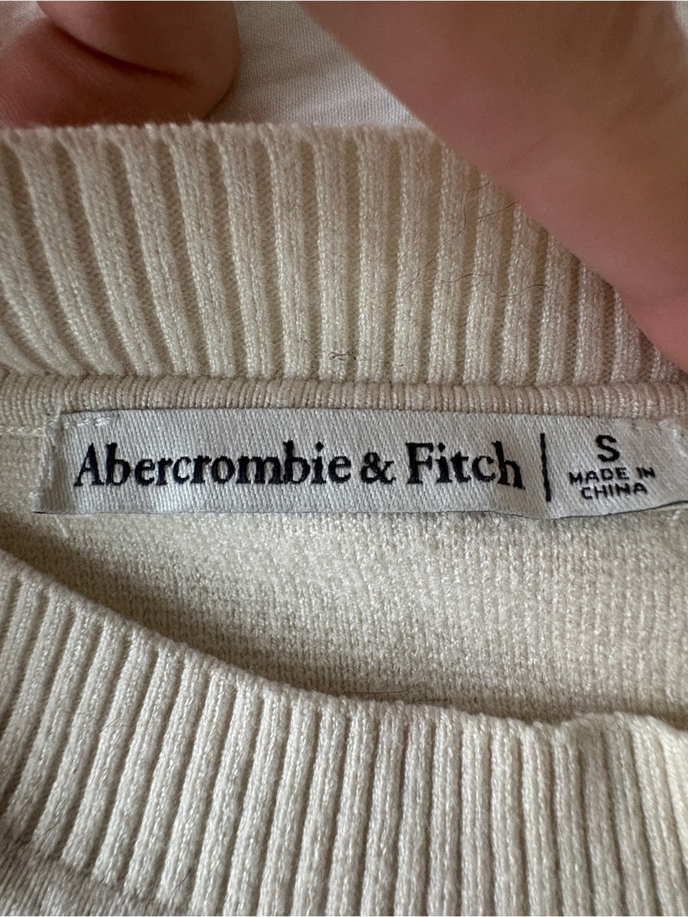 Abercrombie & Fitch Cream and Black Striped Crewneck Sweater - Picture 2 of 6